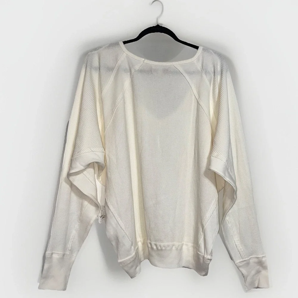 Free People Oversized Sweater Womens Medium Long Sleeve Pullover White Knit NWT‎